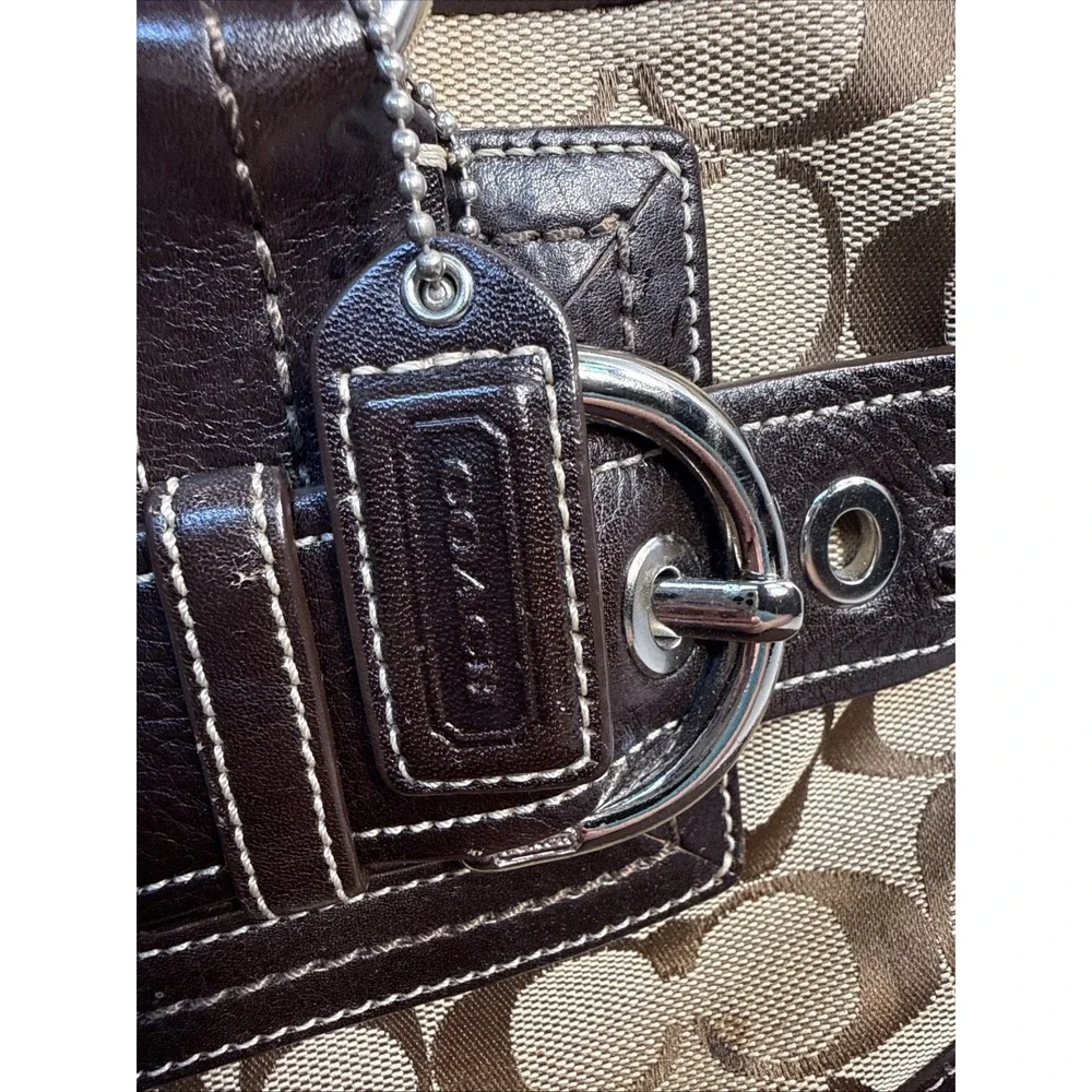 Vintage Y2K Coach Soho 5089 Signature Canvas Braided Leather Satchel Tote Brown